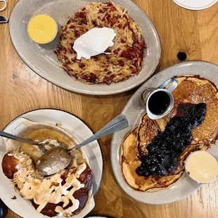 Sticky Glazed Cinnamon Bread, Pastrami Hash, Lemon Ricotta Pancakes