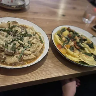 Bolognese and shrimp ravioli