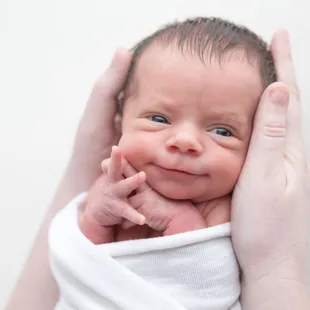 Newborn baby close ups showing personality.