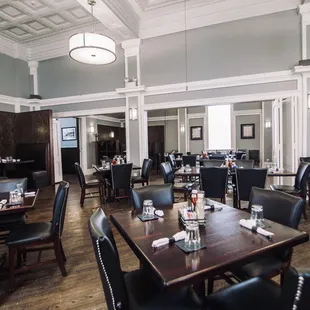 Our spacious dining area can accommodate parties large and small and is available for private rentals.