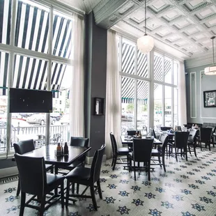 Our front dining area looks out onto the historic Centerville square, known as &quot;the world&apos;s largest.&quot;