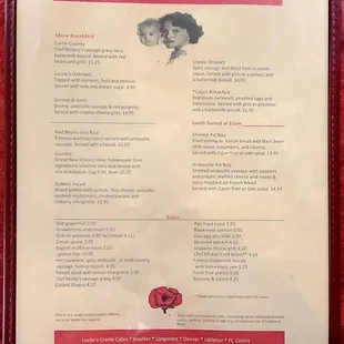 Backside of menu.
