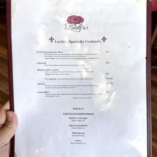 Cocktail &amp; Beer Menu, September 2024