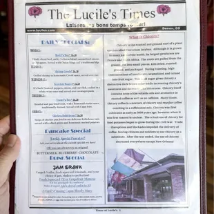 Daily Specials Menu, September 2024