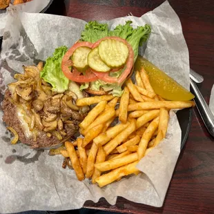 Swiss Mushroom Onion Burger