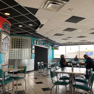 the interior of a diner