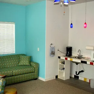 The bright colors are copied from Laguna Beach in the Laguna Suite