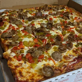 Sausage Peppers and Onion with Sauce and Cheese Boat