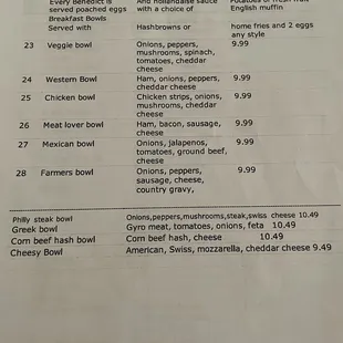 menu