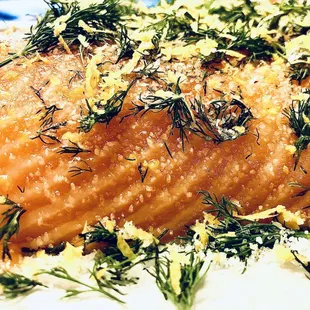 a close up of a piece of salmon