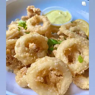 a plate of fried squid