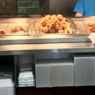 chicken wings and fried chicken, interior