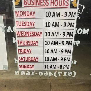 Updated businesses hours...