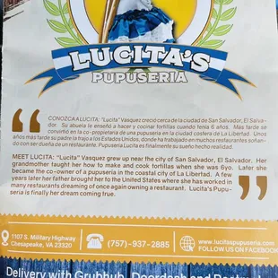 Menu (November 2021) - Lucita's story