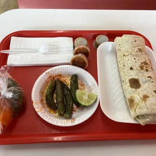 a tray of food