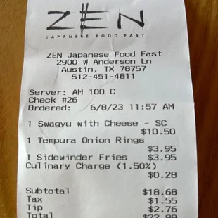The lunch bill