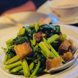 Chinese Broccoli with fried pork (no spicy )