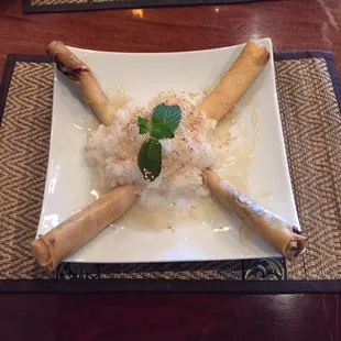fried banana with sticky rice