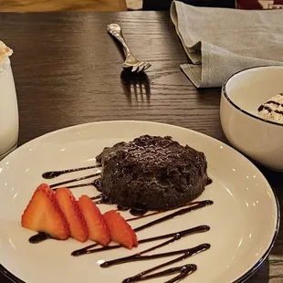 Dessert, banana pudding and chocolate cake with coconut icecream
