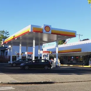 New Shell station with new pumps and food mart