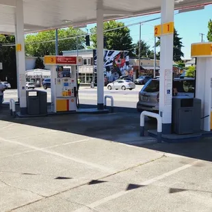 gas pumps at a gas station