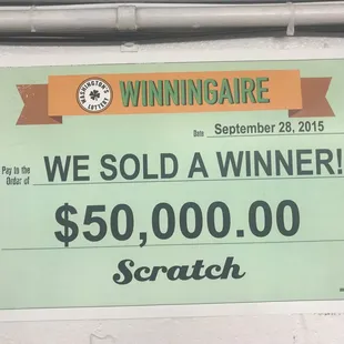 We sold a $50,000 scratch ticket!