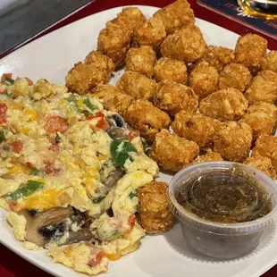 Spanish Omlet scrambled with tater tots