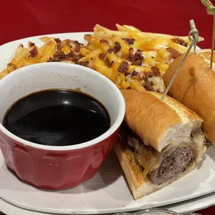 French Dip with lackluster bacon fries