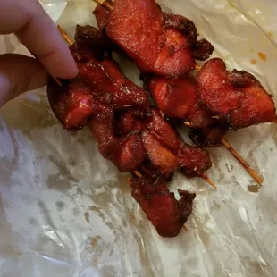 Diet sized teriyaki chicken in a stick