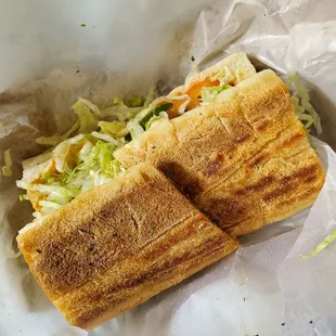 Spicy garlic veg sandwich.