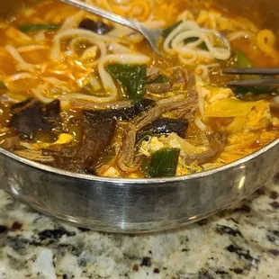 a bowl of soup on a table