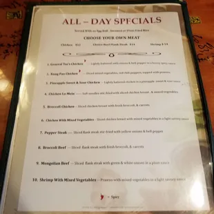 menu