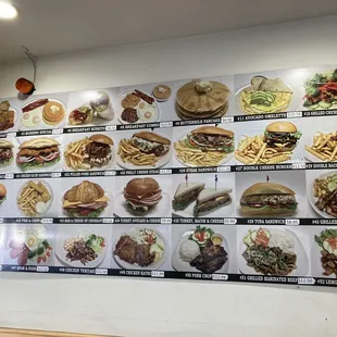 a menu of food
