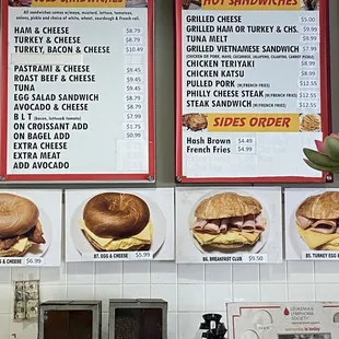 Menu : Sandwich Hot &amp; Cold + Sides