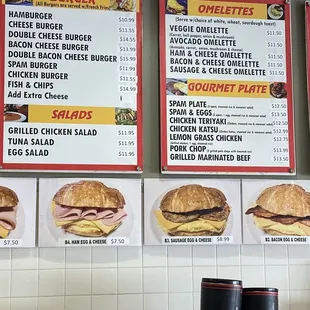 Menu : Burger, Salad, Omelettes, Plates