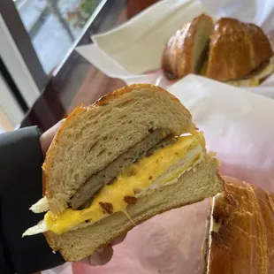 Sausage, egg, and cheese croissant
