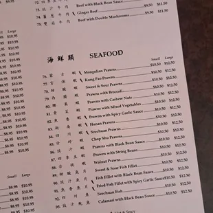 menu