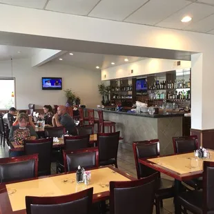 The bar area toward the back of the restaurant.