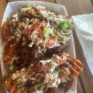 Parkside eatery in Aurora - loaded sweet potato waffle fries