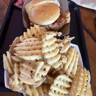 Backyard Bird with waffle fries