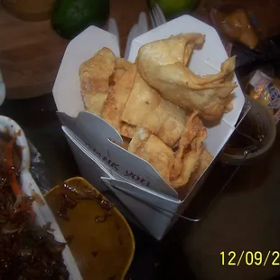 I ordered Crab Ragoon and Won Ton soup on the side.  Yeah, two days to eat all this.