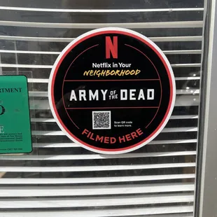 a sticker on the door