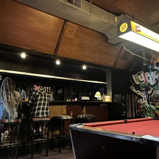 a pool table in a pub