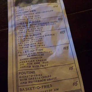 Menu (short and sweet)