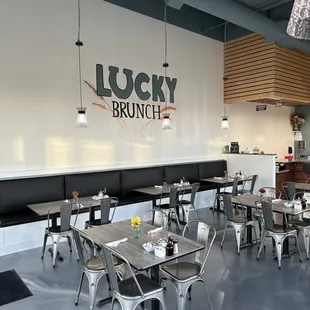tables and chairs in a restaurant