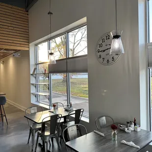 tables and chairs in a restaurant