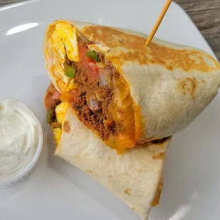 Breakfast burrito with real chorizo!