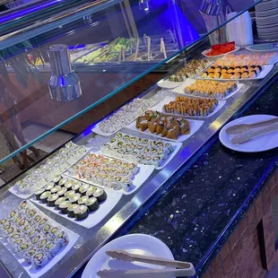 a variety of desserts on display
