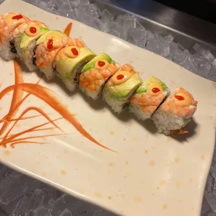a sushi roll on a plate
