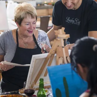 Our artist instructors can make custom pieces for your private party and are patient, but fun in their instruction.